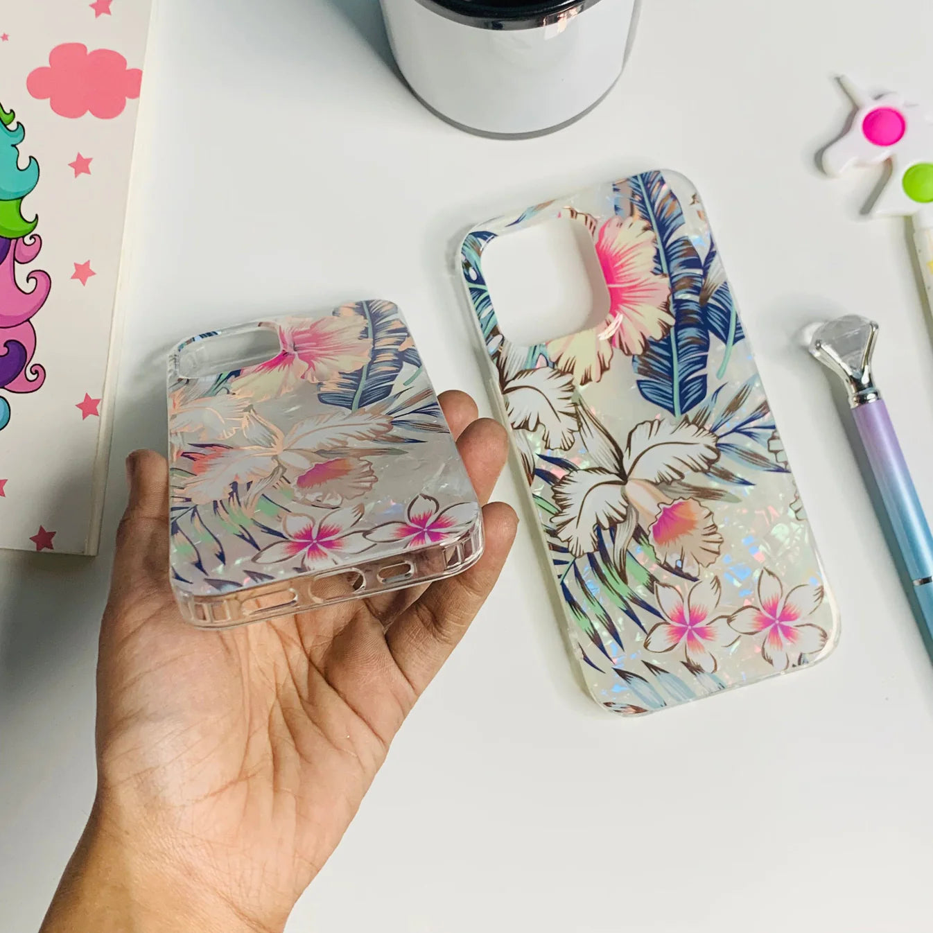 Transparent Colourful Floral iPhone Case