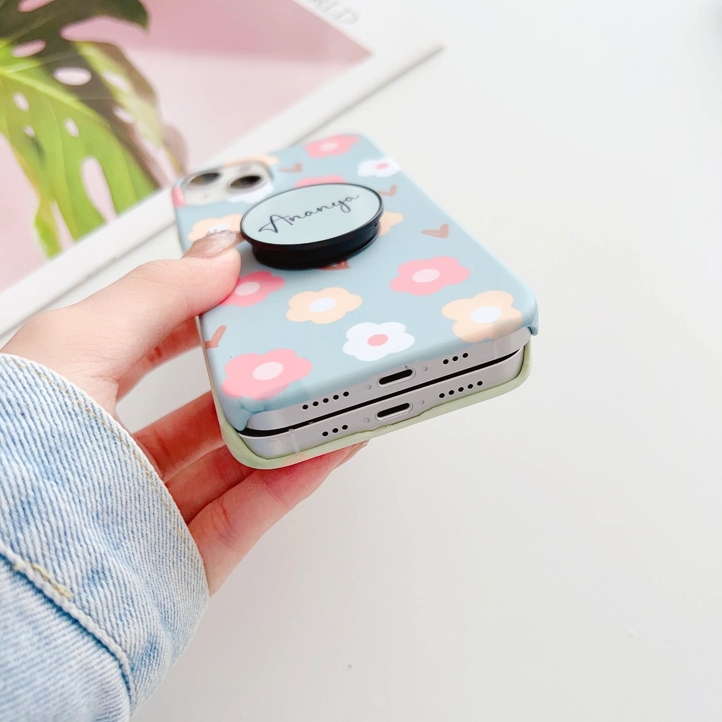 Sunflower Pattern Designer Slim Case Cover With Customised Name Holder