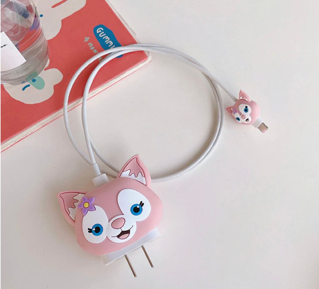 IPhone 18W 20W 3d Silicone Cartoon Charger Protective Case –Pink Cat