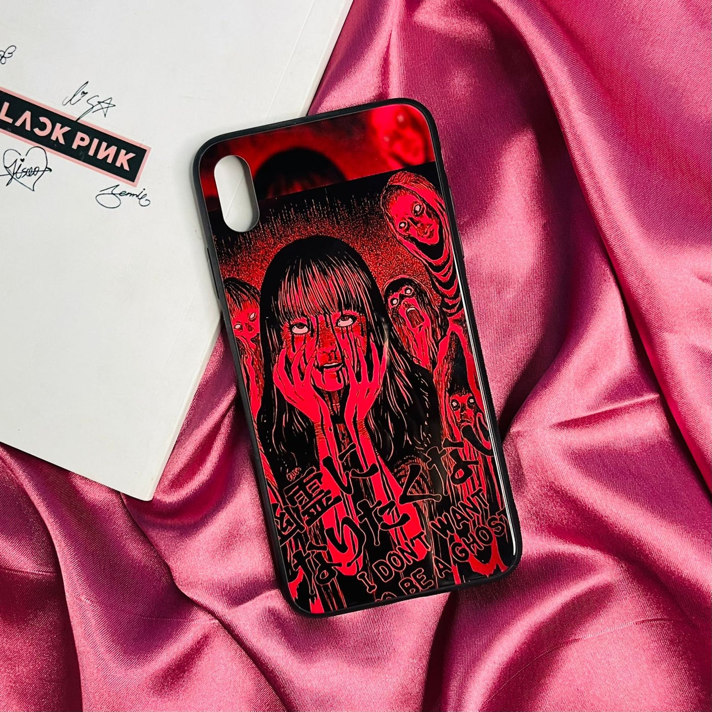 Ghost print glass phone case