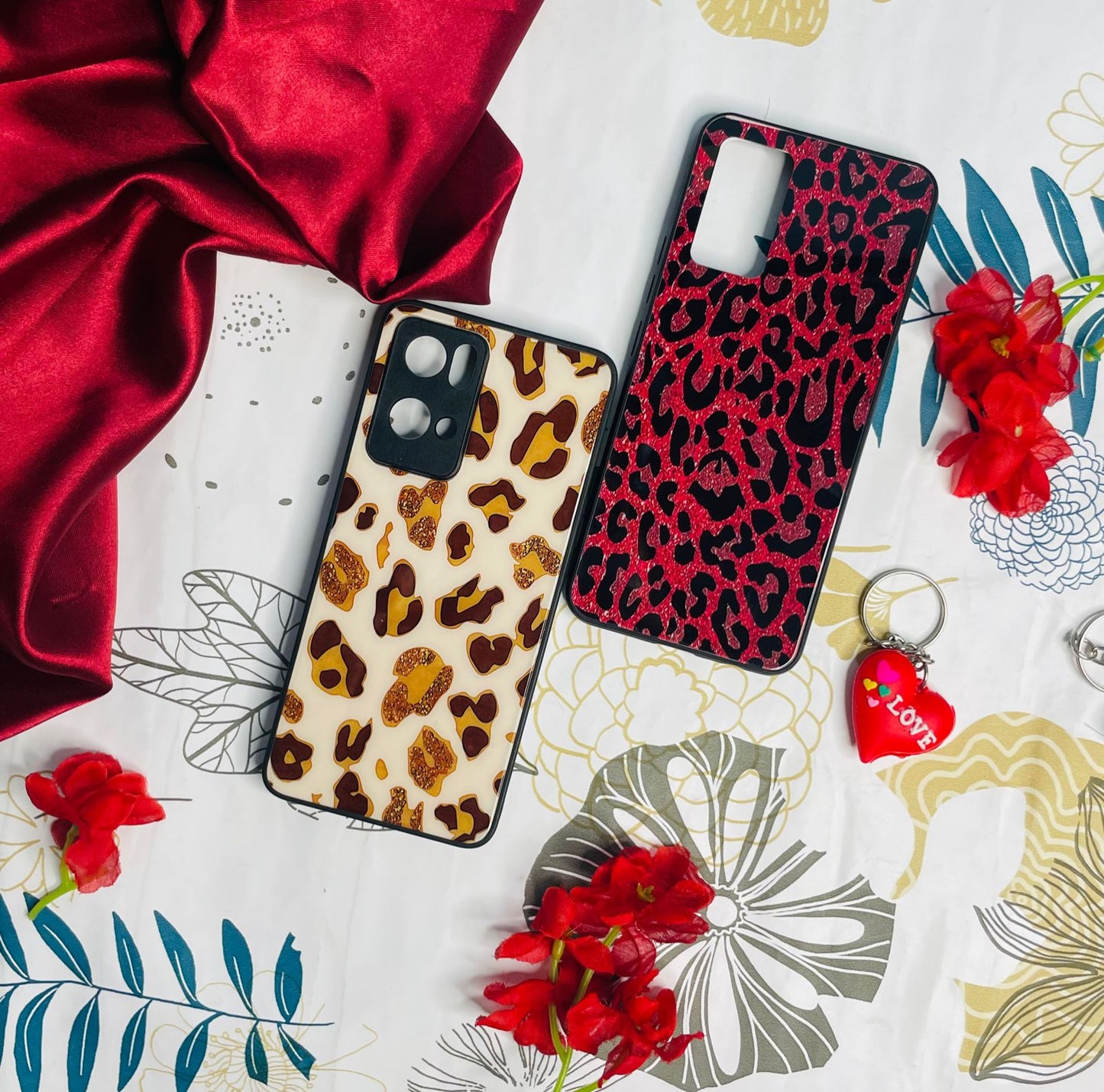 Brown or Red Glitter Leopard case
