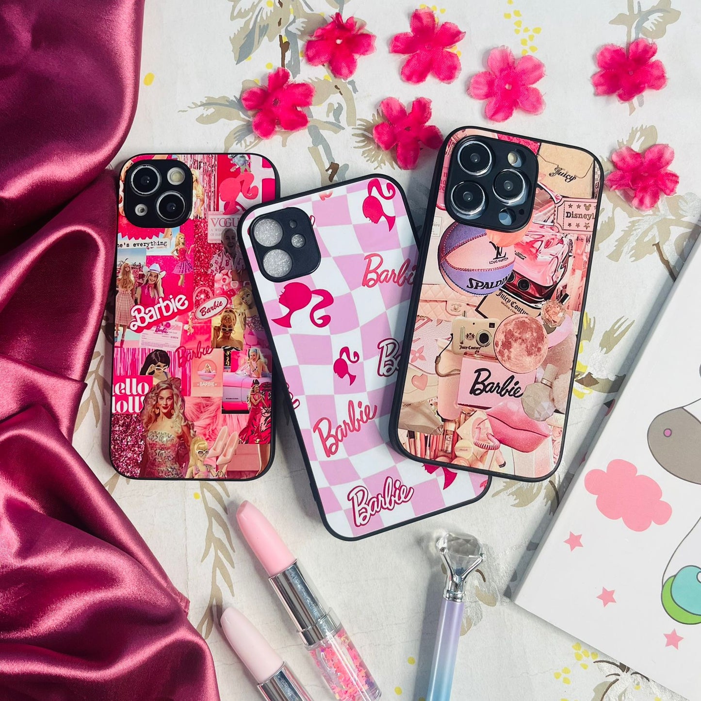 Cute Barbie glass phone cases