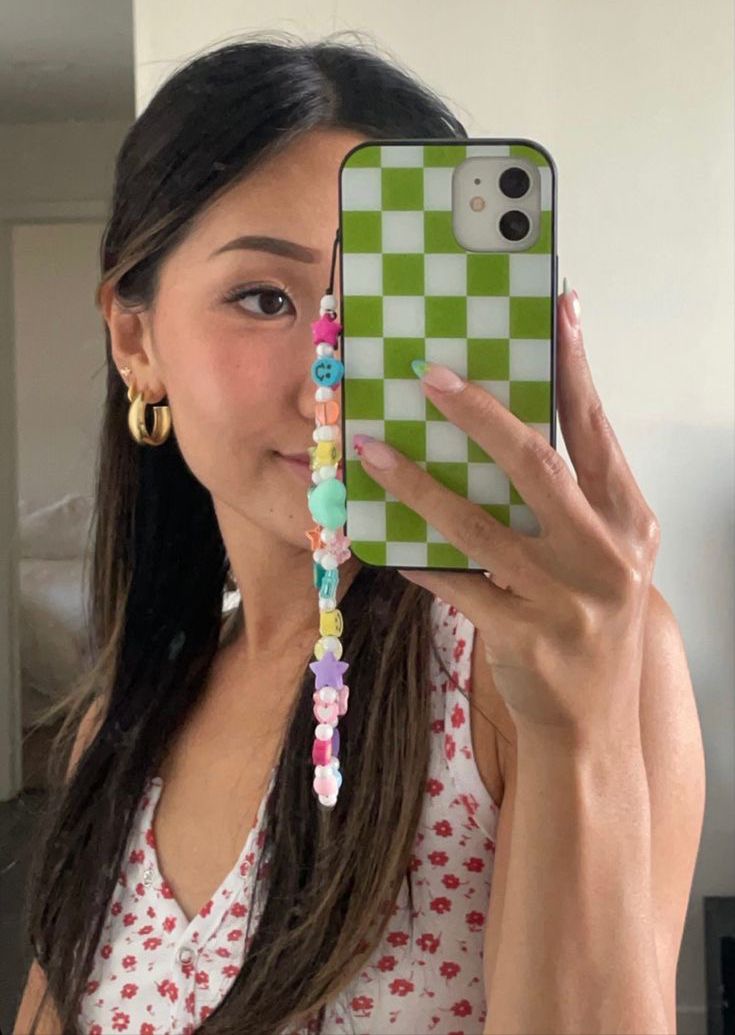 Green check design glass cases with Charm