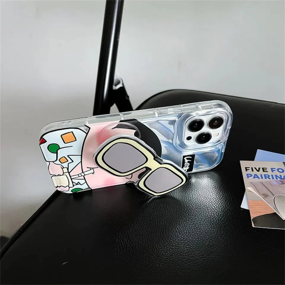 Cute Shinchan Glasses Holder Case For iPhones