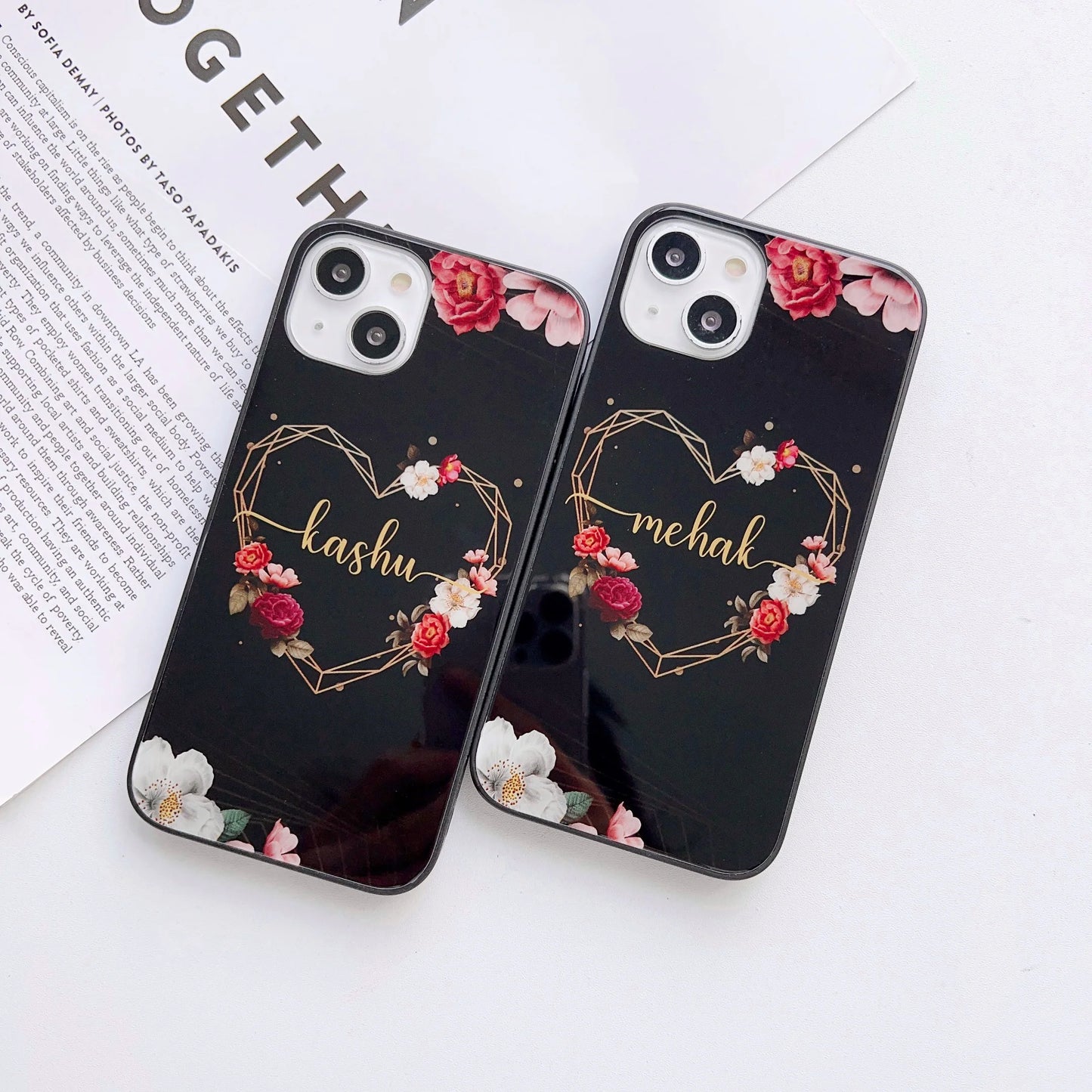 Customized Heart Design Glass Phone case