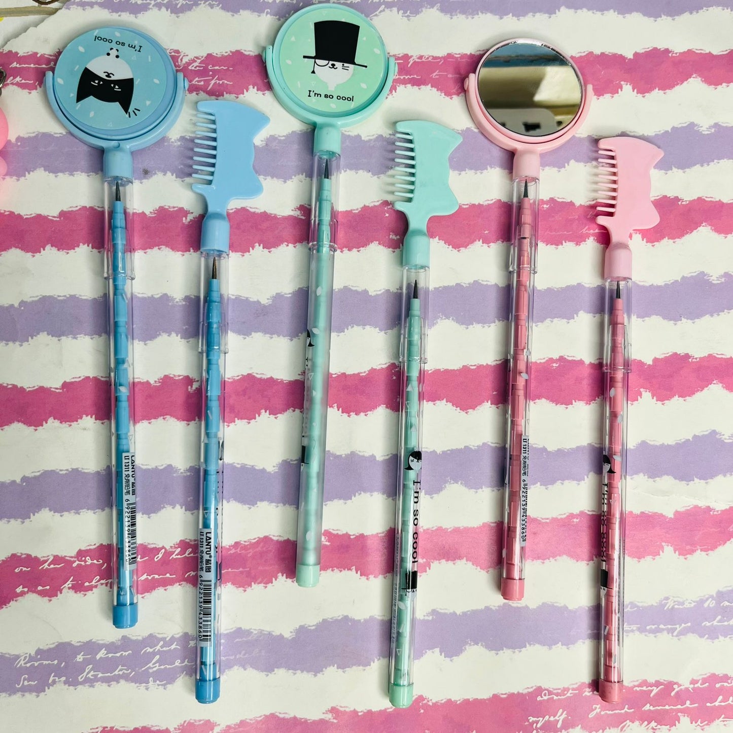 Cute Mirror Pen with Comb