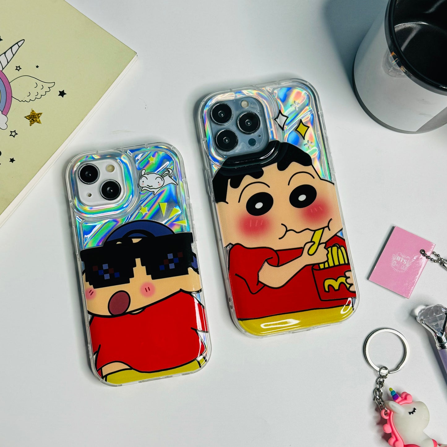 Cute Red Shinchan Glasses Holder Case For iPhones
