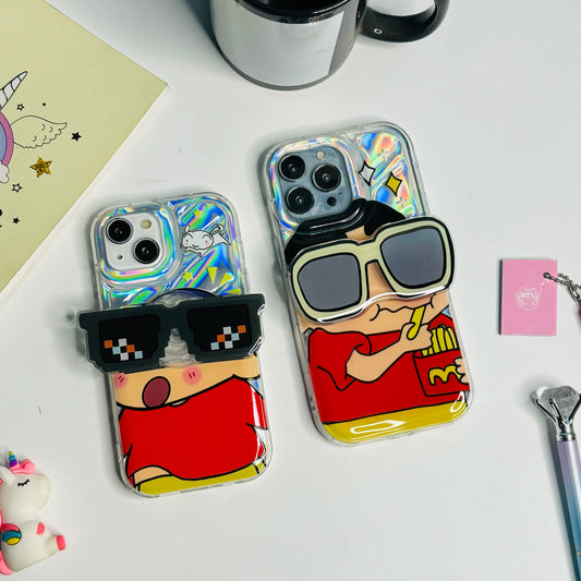 Cute Red Shinchan Glasses Holder Case For iPhones