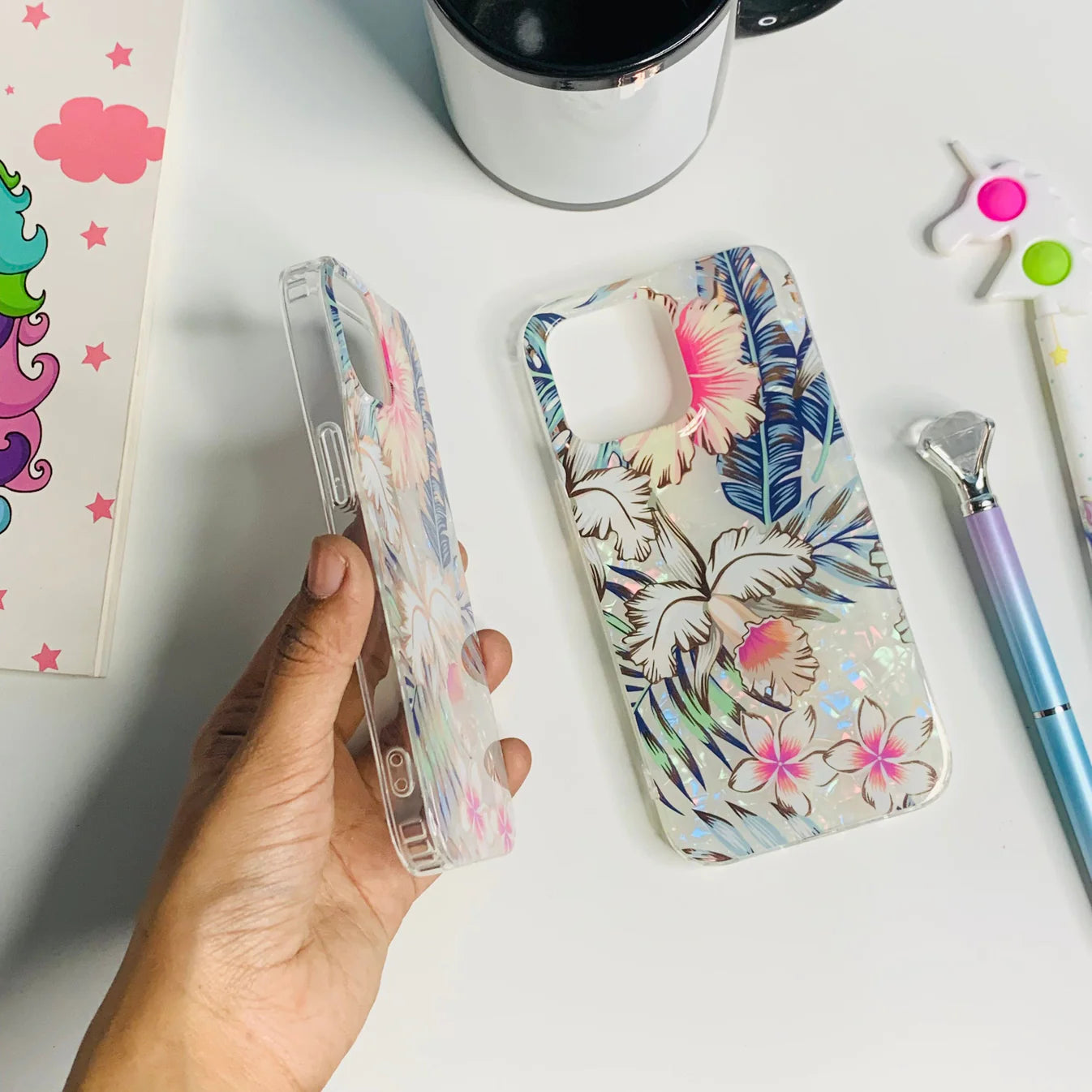 Transparent Colourful Floral iPhone Case