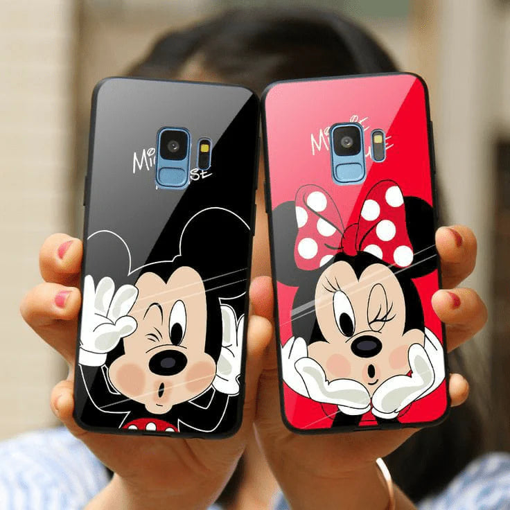 Mickey or Minnie tempered glass case