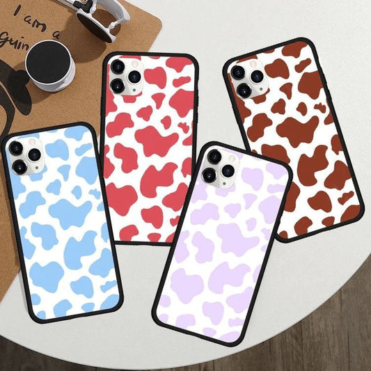 Multi color Cow print design glass cases