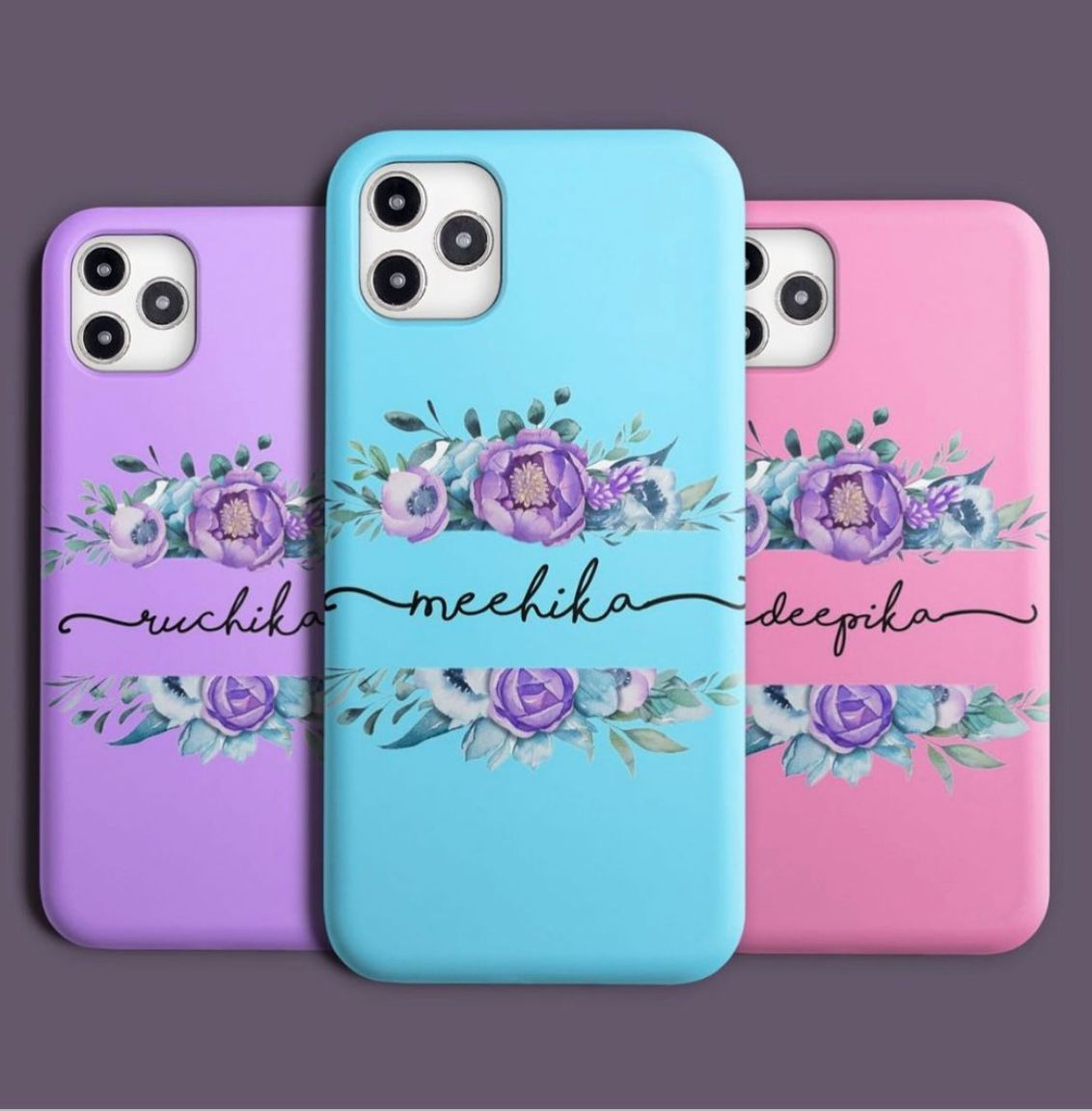 Customised Floral name hard cases