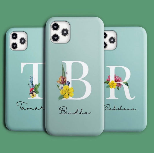Customised Floral Alphabet & name hard cases