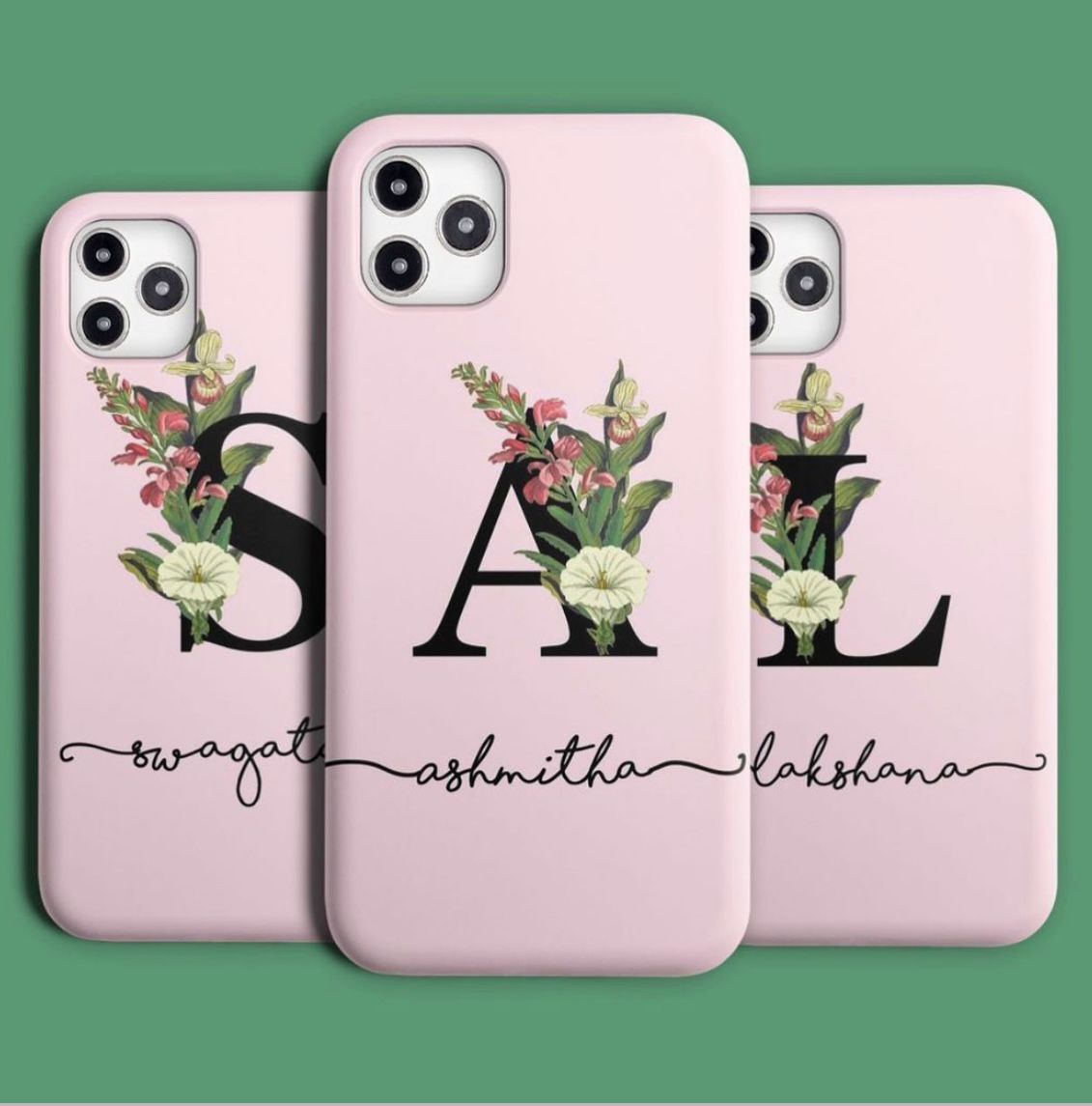 Floral Initials customised phone cases