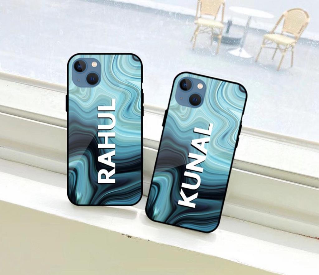 Blue Ripple design glass phone case