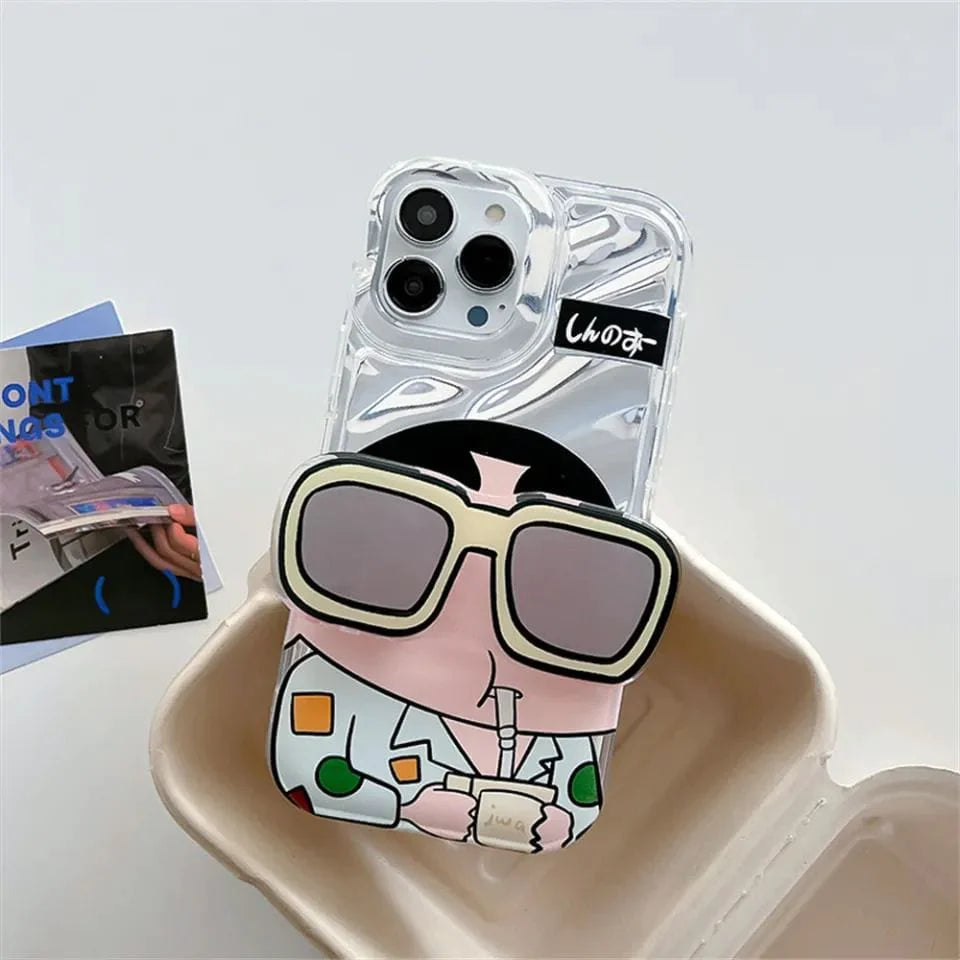 Cute Shinchan Glasses Holder Case For iPhones