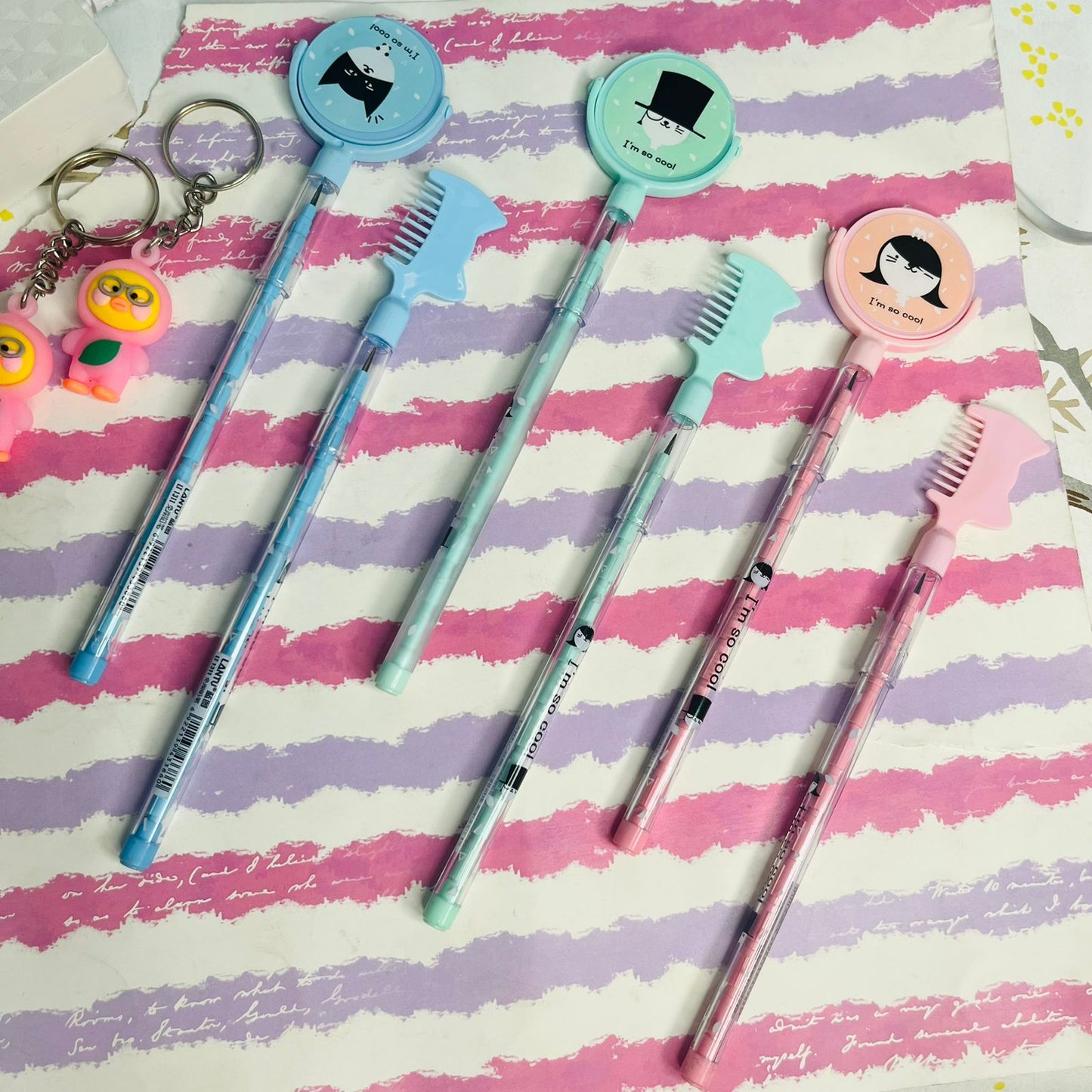 Cute Mirror Pen with Comb